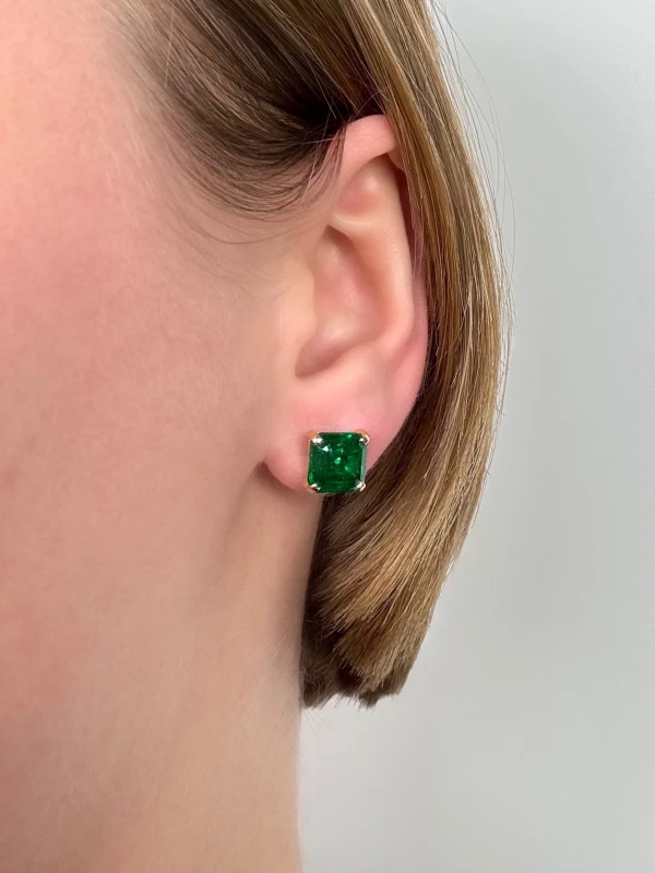 DeRosa EMERALD 3.24-3.42 CT VIVID GREEN EARRING E393665 2