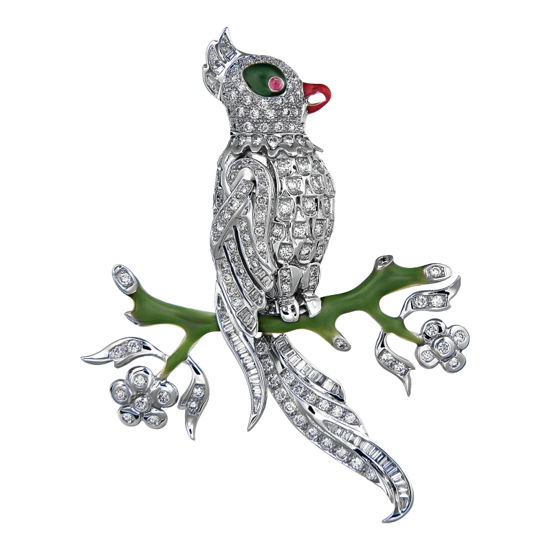 Parrot DIAMONDS 1.88 CT Brooch