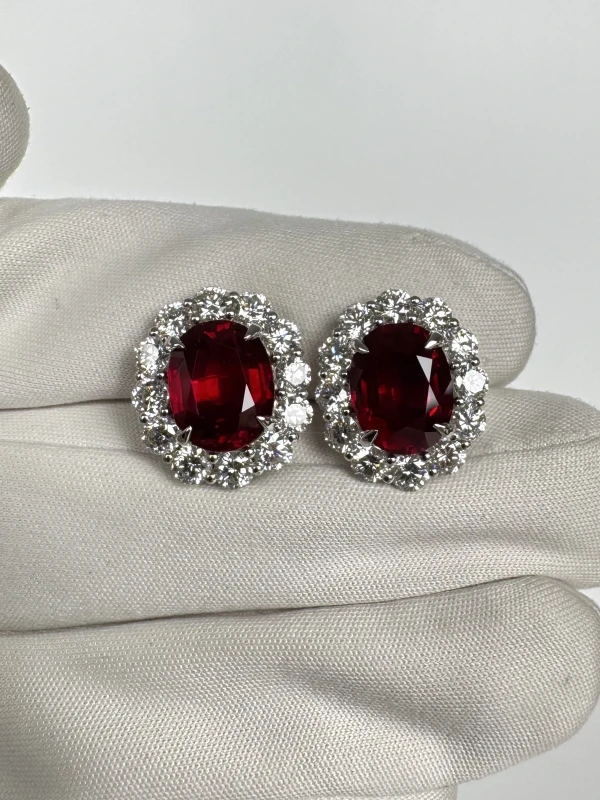 No name MOZAMBIQUE RUBY 5.08 - 5.02 CT PIGEON BLOOD EARRINGS (GRS) NNR5.08-5.02 3