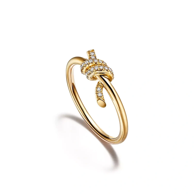 Tiffany & Co Tiffany Knot Double Row Ring in Yellow Gold with Diamonds (SIZE 51) 69346855 3