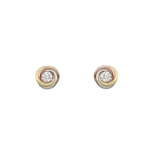TRINITY STUD EARRINGS, BRILLIANT-CUT DIAMONDS