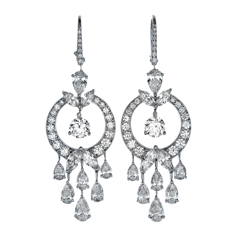Graff Marquise and Round Diamond Pave 8.48 ct Circle Earrings on Swan Hooks GE8.48CT 1