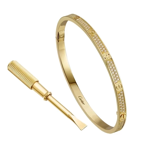 LOVE BRACELET, YELLOW GOLD, DIAMONDS (SIZE 16)