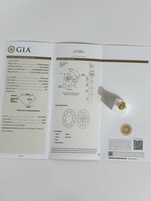Earrings without a brand OVAL DIAMOND 8.08 CT FANCY YELLOW/SI1 (GIA) NN8.08 CT FY/SI1 (GIA) 5