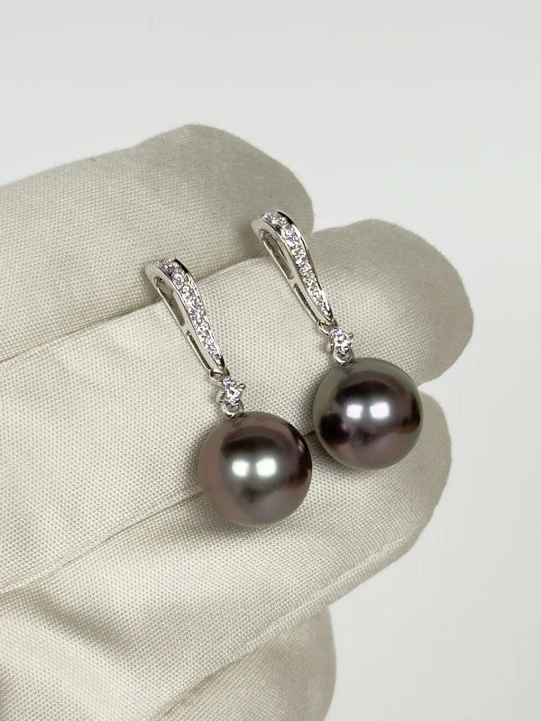 Schoeffel EARRINGS WITH BLACK PEARLS, WHITE GOLD 1996159 4