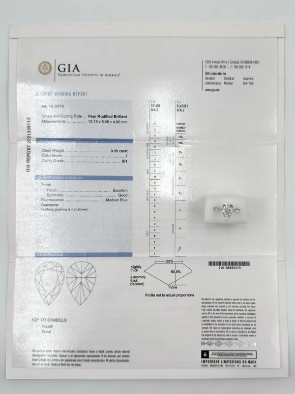 No name PEAR DIAMOND RING 3.39 ct F/SI1 (GIA) NN3.39ct F/SI1 GIA 5