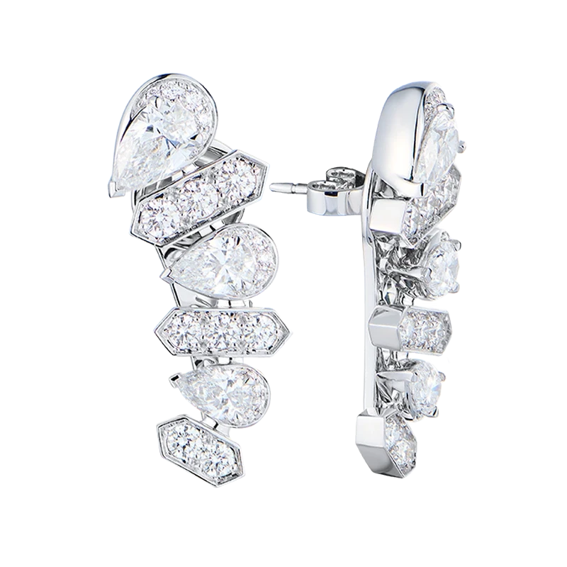 GRAFF PEAR SHAPE AND ROUND DOAMOND EAR CLIMBER EARRINGS RGE1742 2
