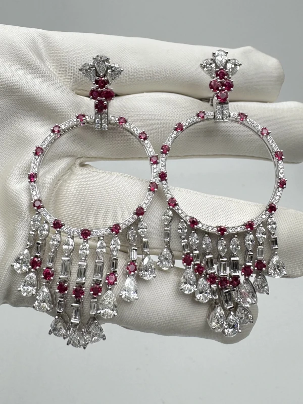 GRAFF GYPSY DIAMOND 11.84 CT & RUBY 4.51 CT EARRINGS RGE11.84 3