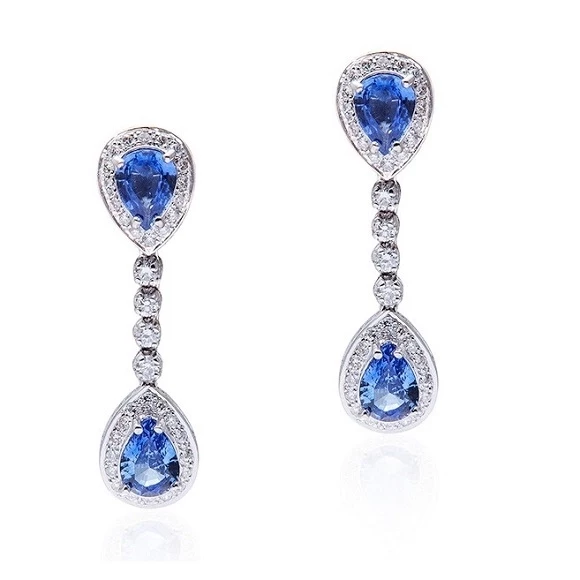 Earrings without a brand C САПФИРАМИ 5.40 СТ И БРИЛЛИАНТАМИ 1.05 СТ 5.40 CT