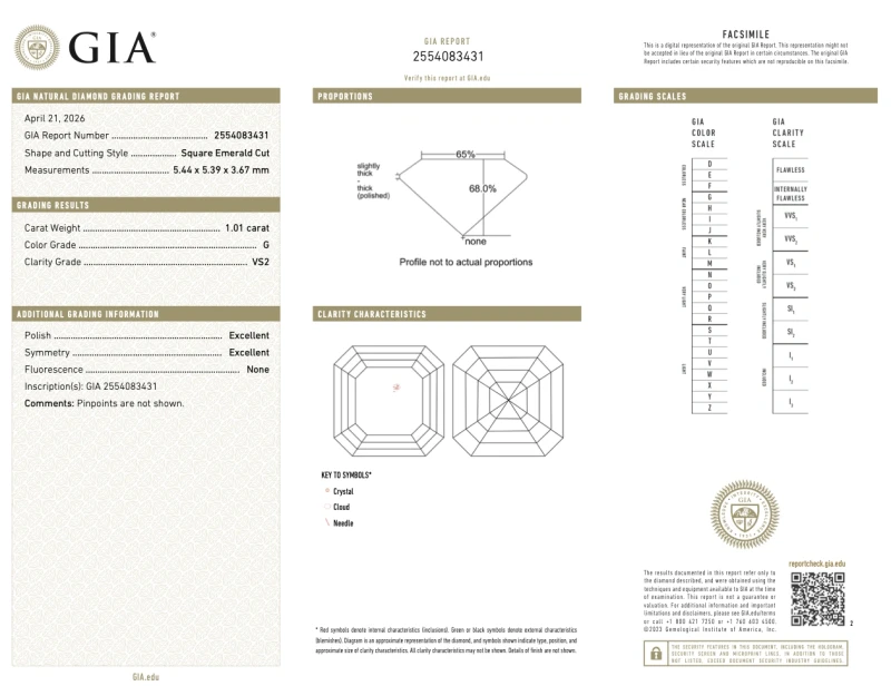 Earrings without a brand ASSCHER DIAMOND 1.00-1.01 CT G/VS2 EARRINGS (GIA) as1.00-1.01ct G/VS2 3