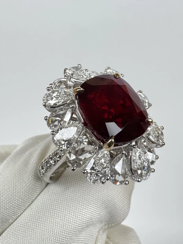 Earrings without a brand MOZAMBIQUE RUBY 10.02 CT "PIGEON BLOOD" RING (No hited) (GRS) R10.02CT 4