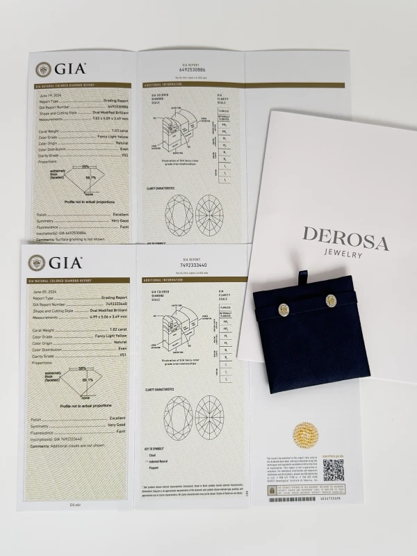 DeRosa Серьги с бриллиантами 1.03-1.02 ct FLY (GIA) E541253 4