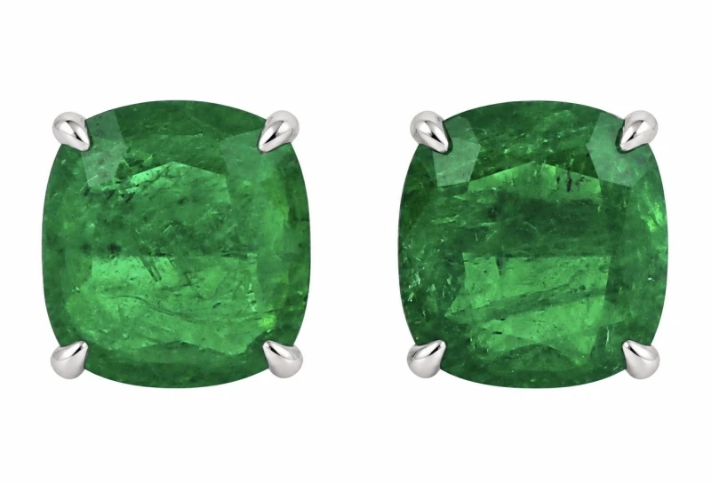 COLOMBIA EMERALD 4.39-4.43 CT "VIVID GREEN" EARRINGS (GRS)