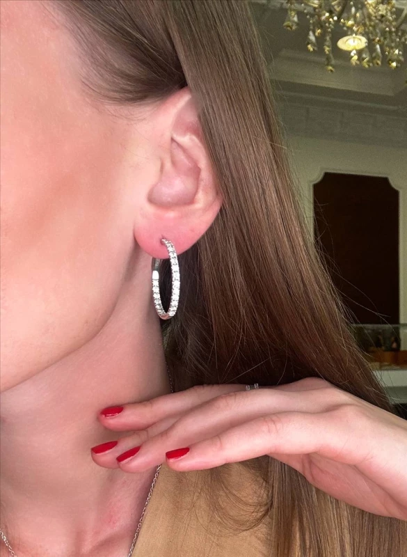 Earrings without a brand DIAMOND HOOP EARRINGS 2.09 CT 2.09 СТ 9