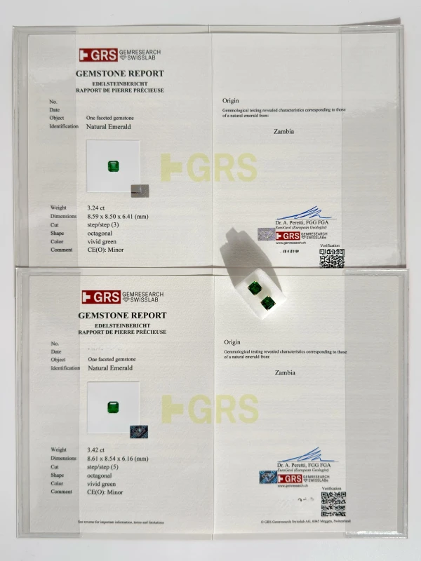 DeRosa EMERALD 3.24-3.42 CT VIVID GREEN EARRING E393665 6