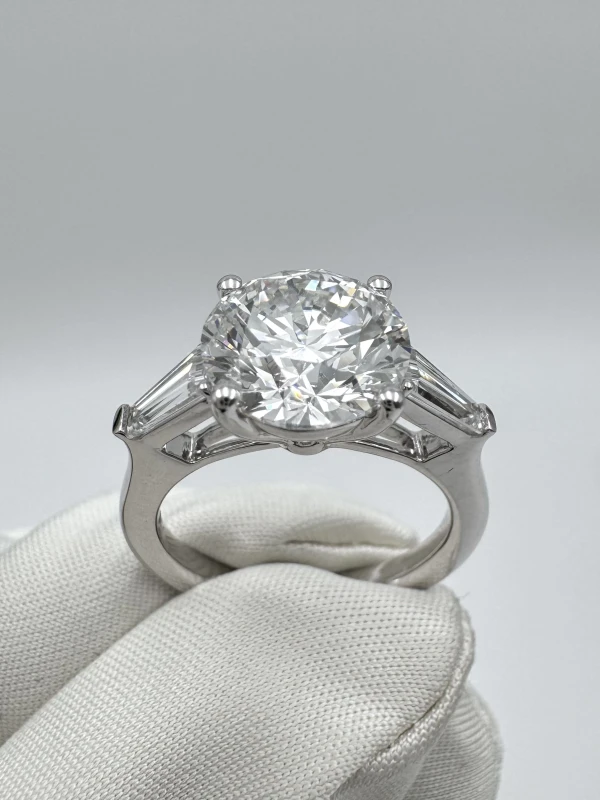 Earrings without a brand ROUND DIAMOND 3.00 CT E/VVS1 RING (SIZE 51) GIA EXEXEX nn3.00ct e/vvs1 4