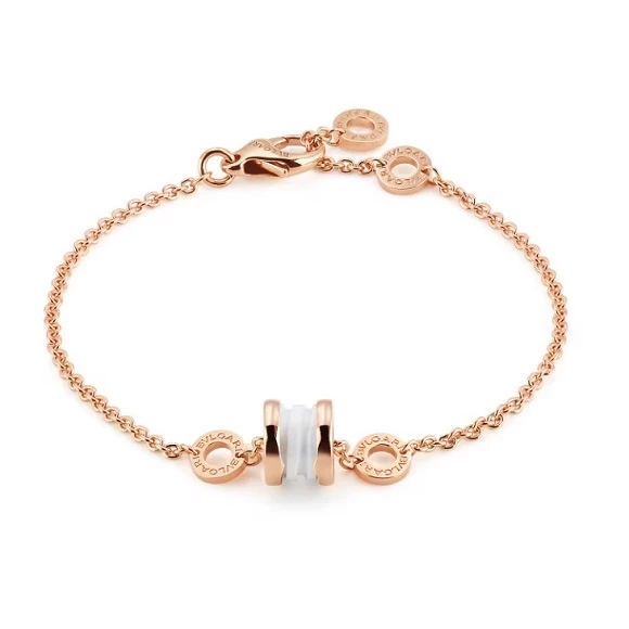 B.ZERO1 WHITE CERAMIC, ROSE GOLD BRACELET