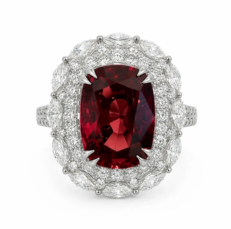 Burma Spinel 8.44 ct Orangy - Red Ring (No hited) GRS