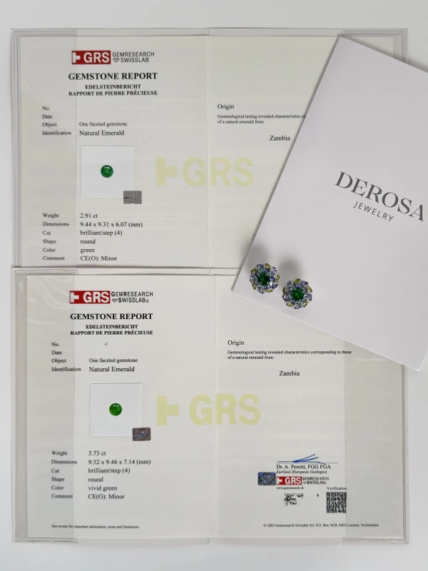 DeRosa Emerald earring 3.73-2.91 ct Zambia E148816935 5