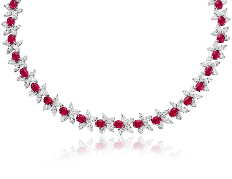RUBY 23.82 CT AND DIAMOND 23.73 CT NECKLACE (GIA/GUILD/AIGS)