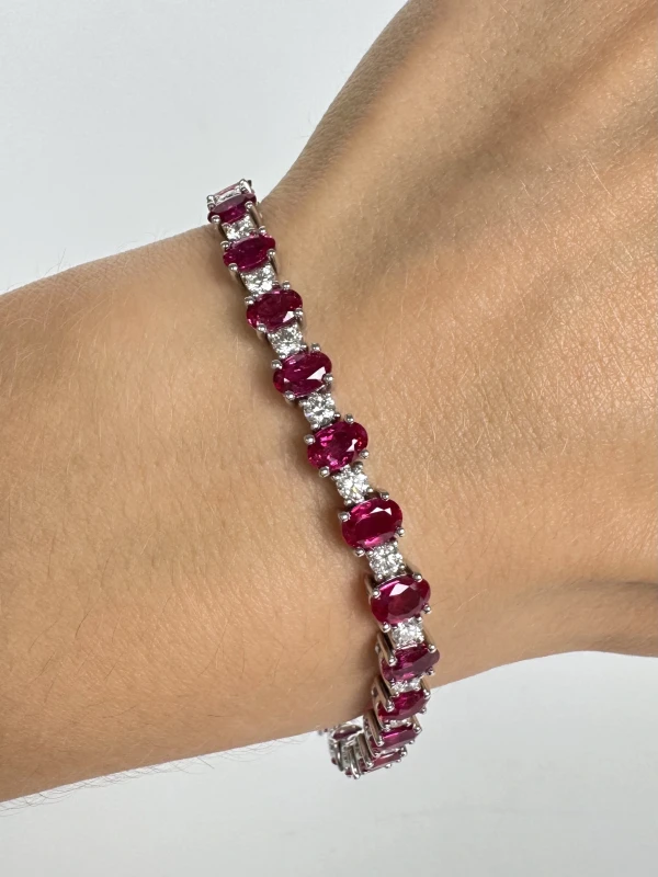 RalfDiamonds OVAL RUBY 14.10 CT & DIA 2.88 CT BRACELET (SIZE 18) RFD14.10 CT 4