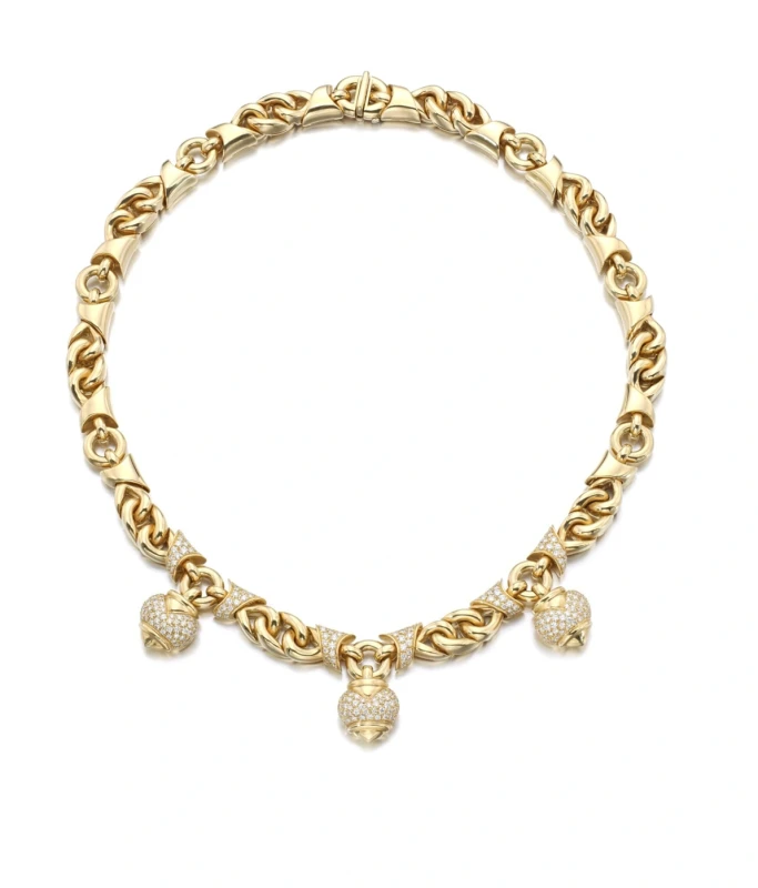 Bvlgari BULGARI, YELLOW GOLD AND DIAMOND 'DOPPIO CUORE' HEART NECKLACE BVGheart 1