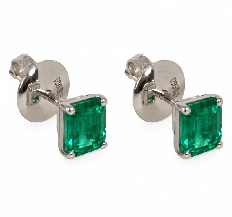 EARRINGS WITH EMERALDS 1.15 CT