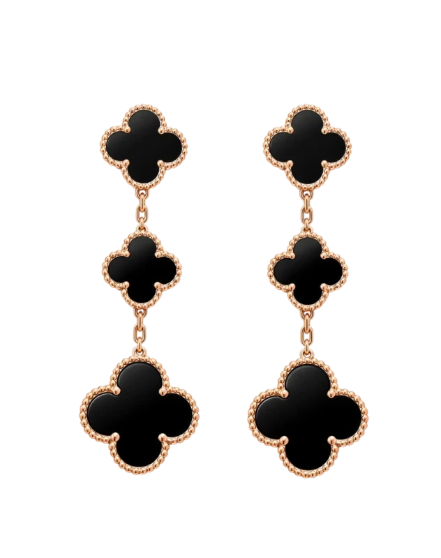 Van Cleef & Arpels. LIMITED EDITION MAGIC ALHAMBRA EARRINGS, 3 MOTIFS VCAonyx 1