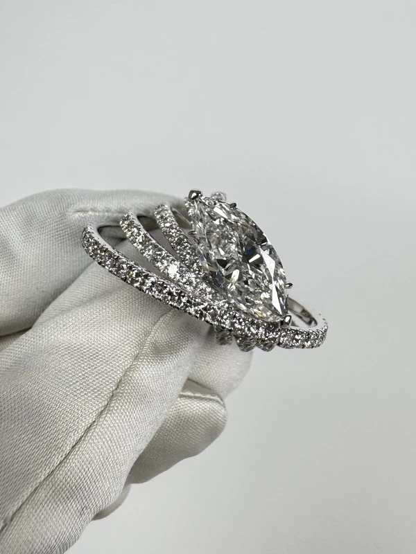 СЕРЬГИ NO NAME MARQUISE DIAMOND 4.19 CT H/I1 RING NN4.19CT 3