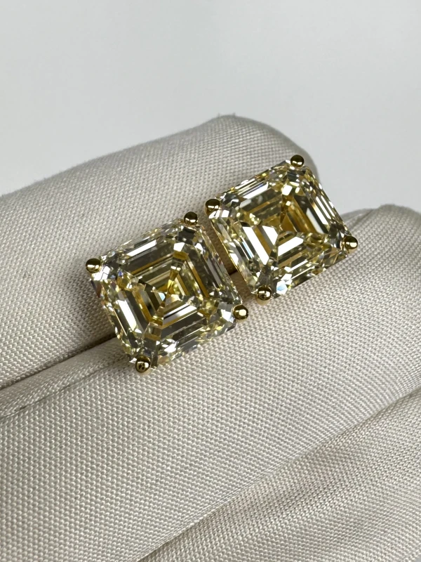 Earrings without a brand ASSCHER DIAMOND 7.02 - 7.02 CT U to V - S to T/VVS2 EARRINGS (GIA) EXEXEX NN7.02-7.02 3