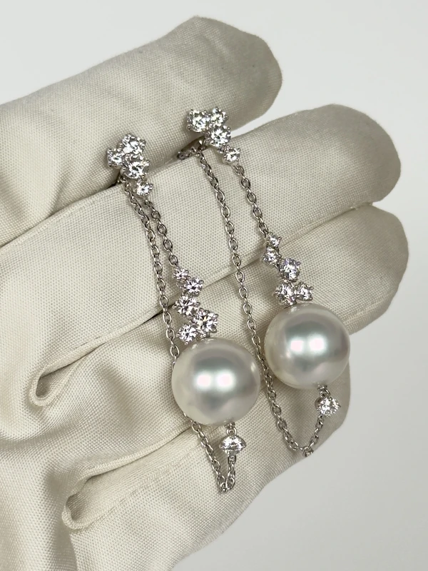 Mikimoto PEARL & DIAMOND EARRINGS ( Ø 13.42 mm) P2M86NDW 4