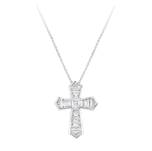 Baguette Cut Diamond Cross Pendant