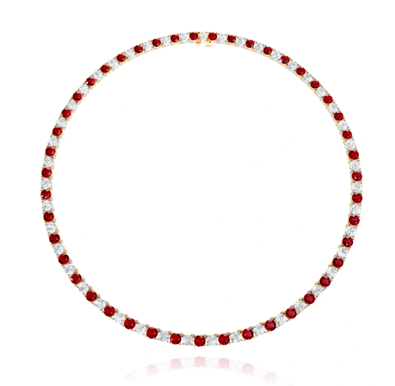 RUBIES 15.85 CT "PIGEONS BLOOD" & DIAMONDS 12.19 CT NECKLACE