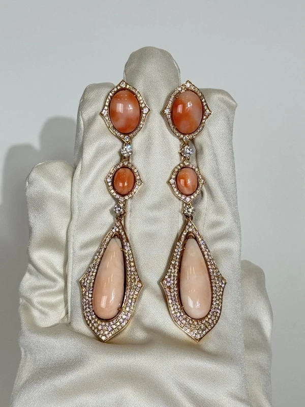 YANUSH GIOIELLI СЕРЬГИ С КОРАЛЛАМИ И БРИЛЛИАНТАМИ YE50446PCOR 3