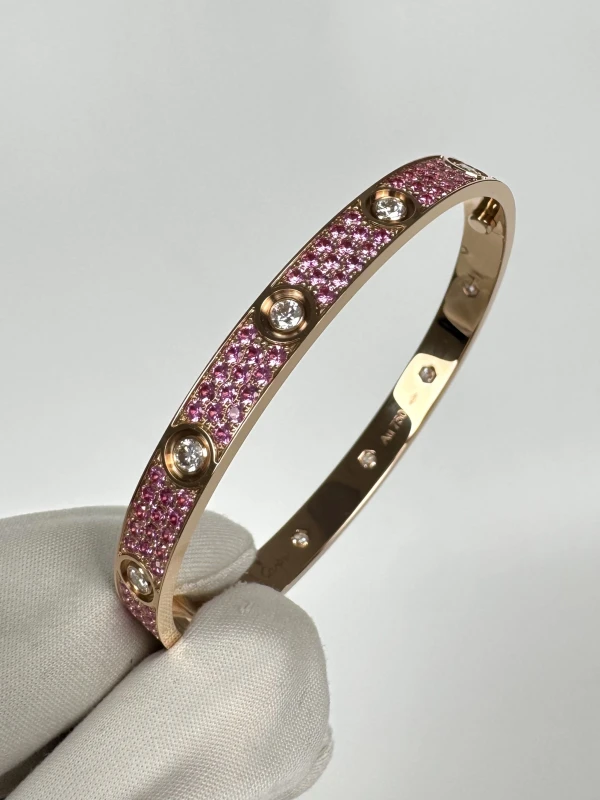 Cartier LIMITED EDITION LOVE BRACELET, ROSE SAPPHIRE PAVED IN ROSE GOLD (SIZE 17) N6739517 2