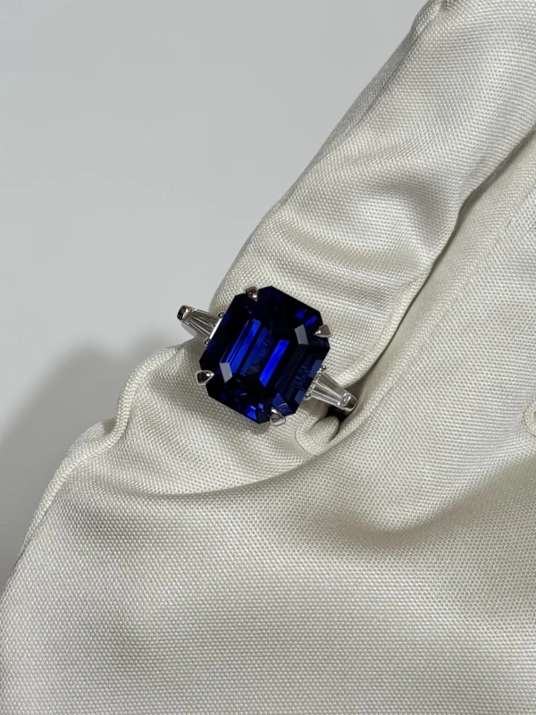 Earrings without a brand OCTAGONAL SAPPHIRE 10.48 CT ROYAL BLUE RING (SIZE 51) GRS sp10.48 4