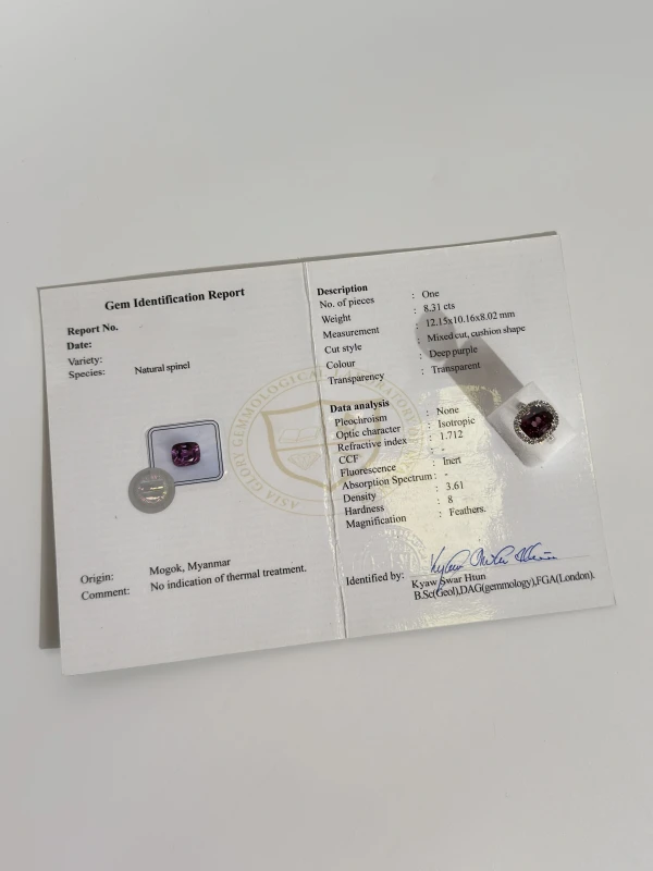 Earrings without a brand SPINEL 8.31 CT AND DIAMOND RING (SIZE 54) NN8.31 5