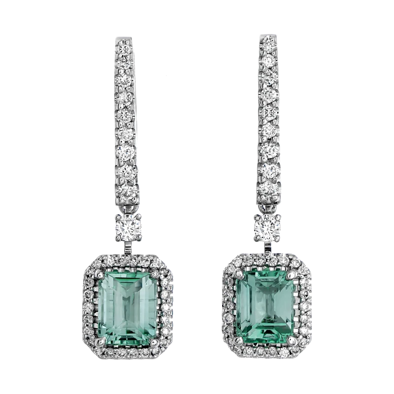 OCTAGONAL EMERALD 0.61-0.62 CT GREEN EARRINGS (GIA)