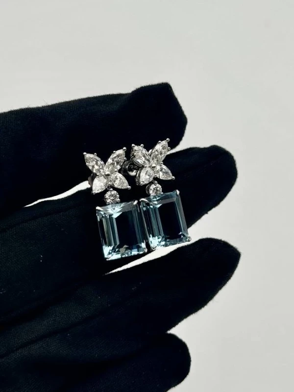 Harry Winston AQUAMARINE MARQUESA EARRINGS 9.19 CT 168199 5