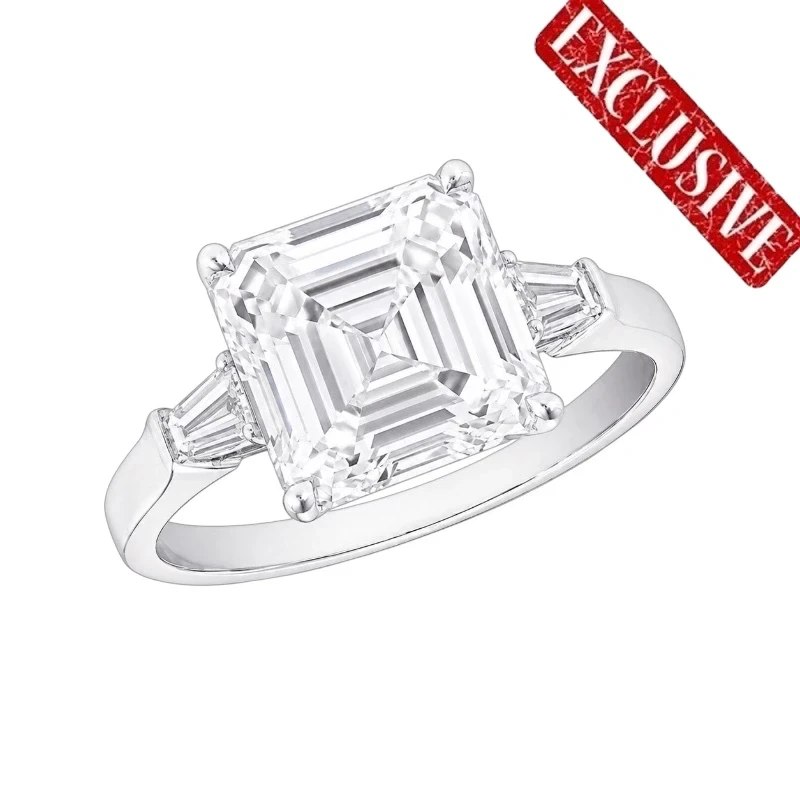 ASSCHER CUT DIAMOND 5.58 CT I/INTERNALLY FLAWLESS RING (SIZE 51) GIA EXEX
