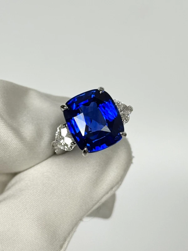 Earrings without a brand SAPPHIRE 15.59 CT ROYAL BLUE & DIAMOND EARRINGS (GRS) NN15.59 3