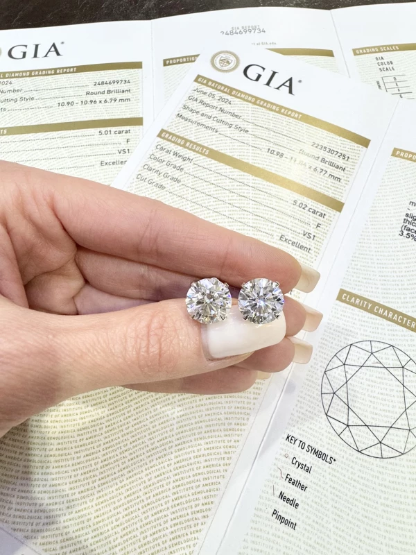 Earrings without a brand СЕРЬГИ-ПУСЕТЫ С БРИЛЛИАНТАМИ 5.01 - 5.02 CT F/VS1 GIA 5.01-5.02CT 3