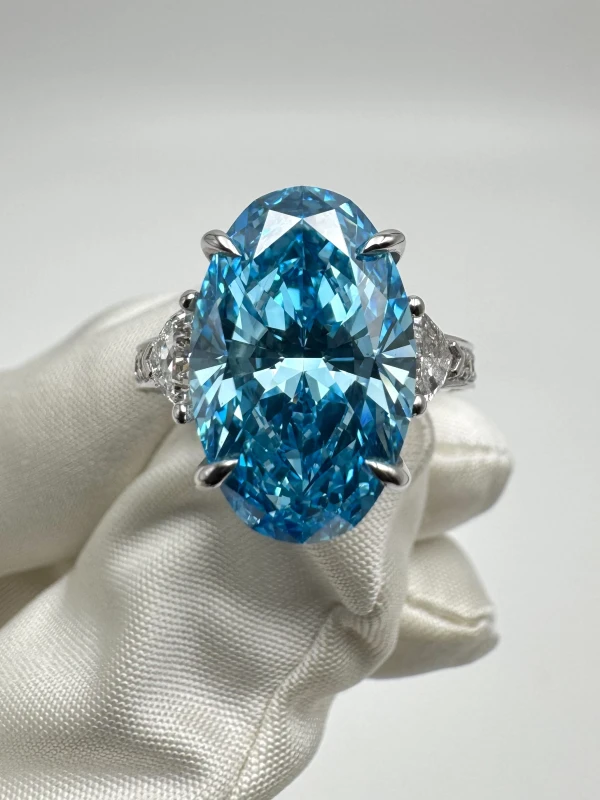 Earrings without a brand OVAL DIAMOND 7.03 CT FANCY VIVID BLUE*/INTERNALLY FLAWLESS RING (GIA) NN7.03 2