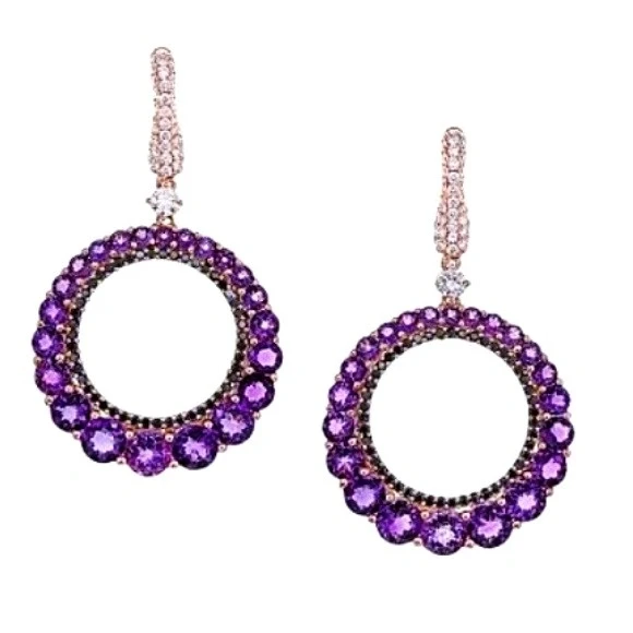 СЕРЬГИ NO NAME AMETHYST 7.60 CT AND DIAMOND 1.75 CT EARRINGS, ROSE GOLD NN AM 7.60 CT 1