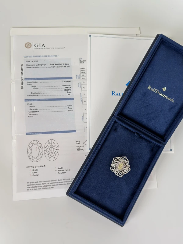 RalfDiamonds DIAMOND 3.00 CT FANCY YELLOW BROOCH (GIA) RDB240911 4