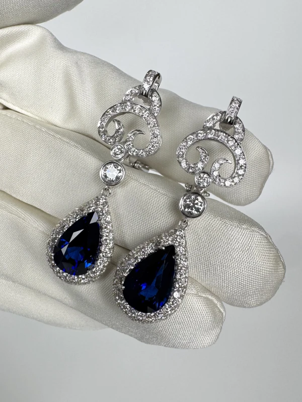 SAPPHIRE PEAR 10.60 CT BLUE EARRINGS (SRI LANKA) SAP 10.60 CT 5