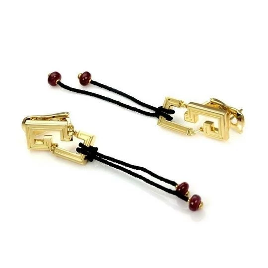 LE BAISER DU DRAGON RUBY EARRINGS, YELLOW GOLD