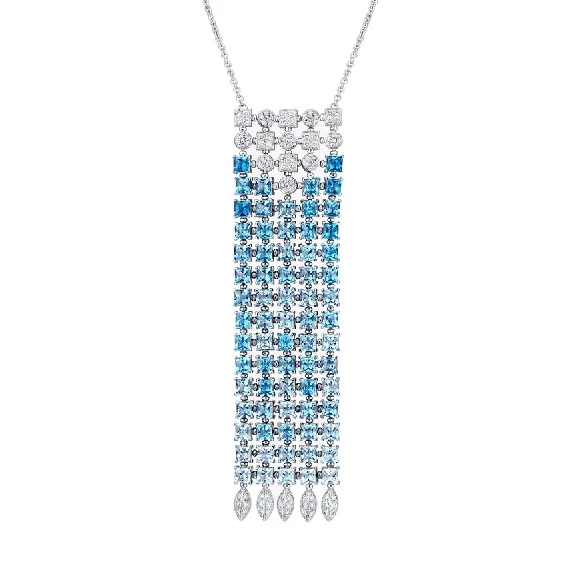 LUCEA DIAMOND AND BLUE TOPAZ WATERFALL NECKLACE