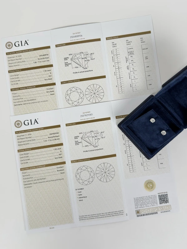 Earrings without a brand DIAMOND ROUND STUDS 1.50 - 1.50 CT G/VS1 (GIA) NN1.5-1.5CT 6