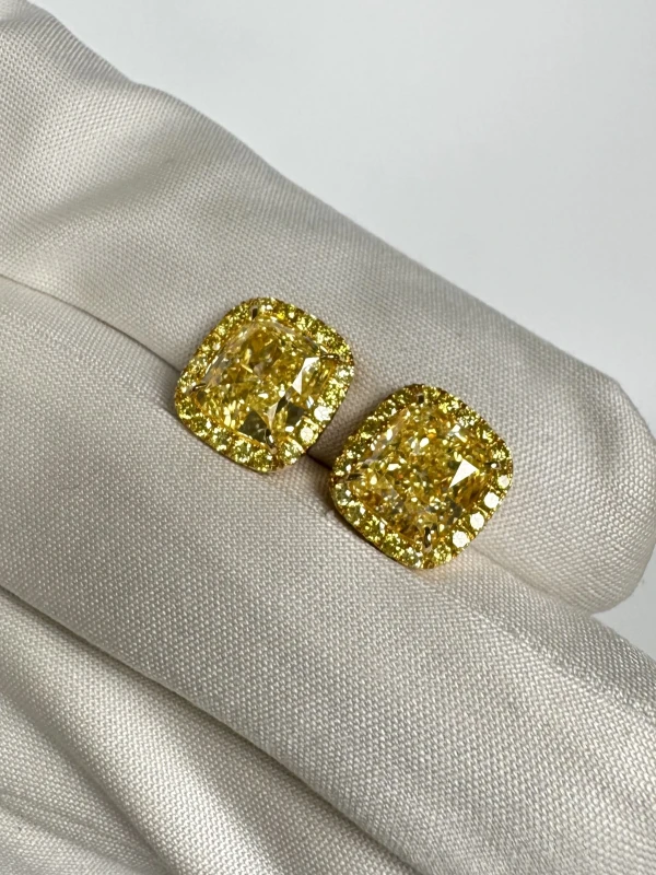 No name CUSHION DIAMOND 3.01-3.01 CT FANCY YELLOW/VS2 EARRINGS (GIA) nn3.01-3.01 FY/VS2 5